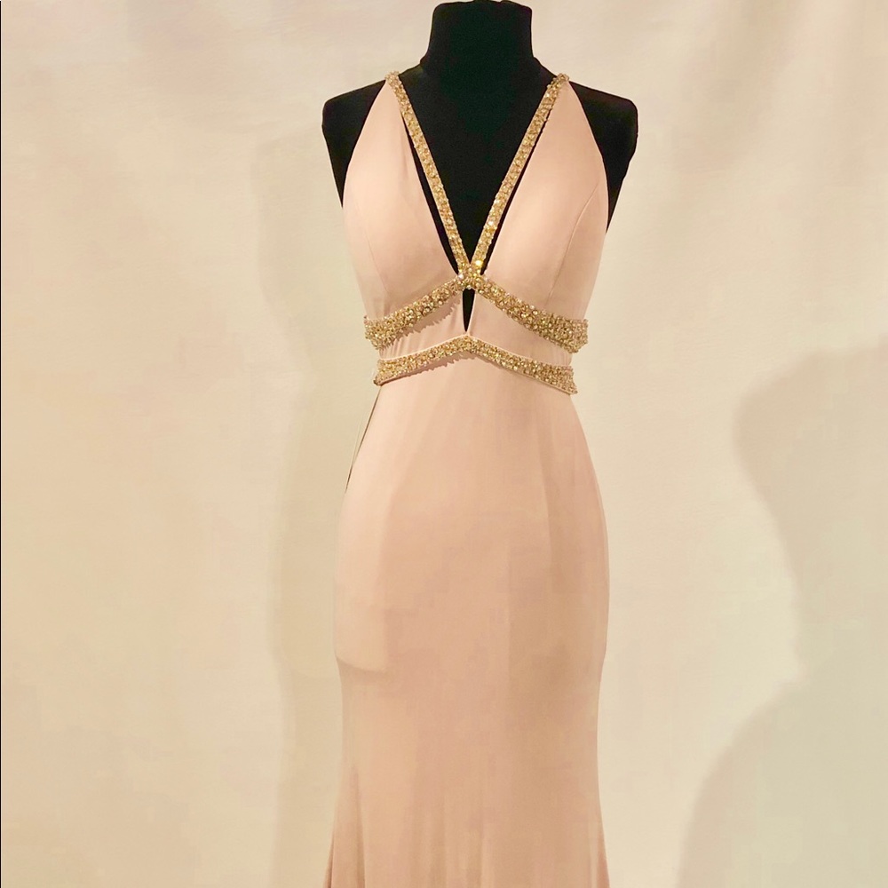 Blush and Gold Prom Dress
